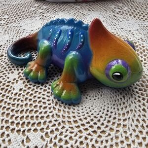 Handpainted Lizard/Chameleon Signed By KAD Using A Ziggy Clay Magic Mold